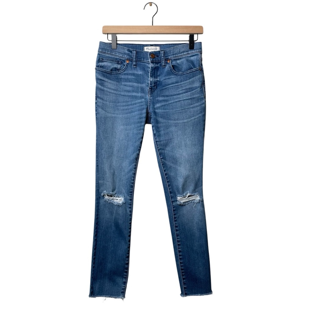 Madewell Skinny Skinny Jeans Distressed Knee Exposed Hem Denim
